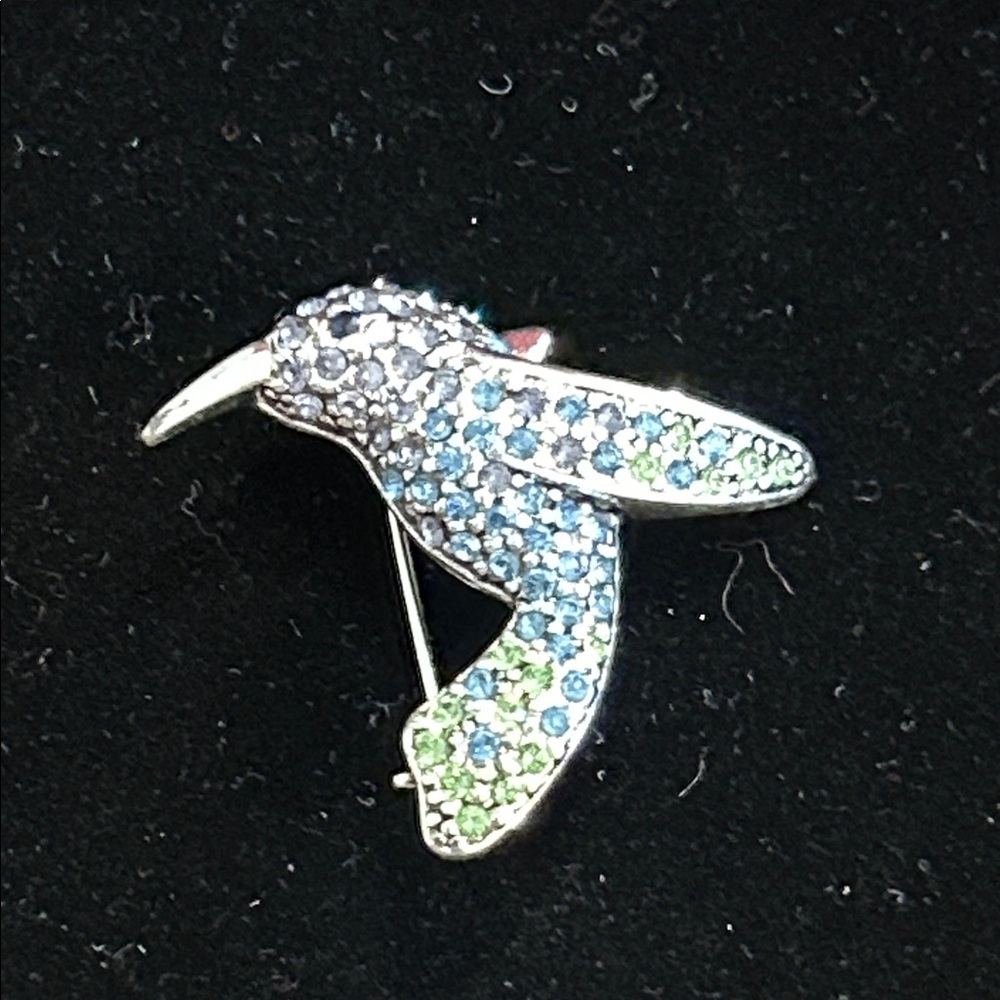 Monet Silver & Crystal Bird Pin